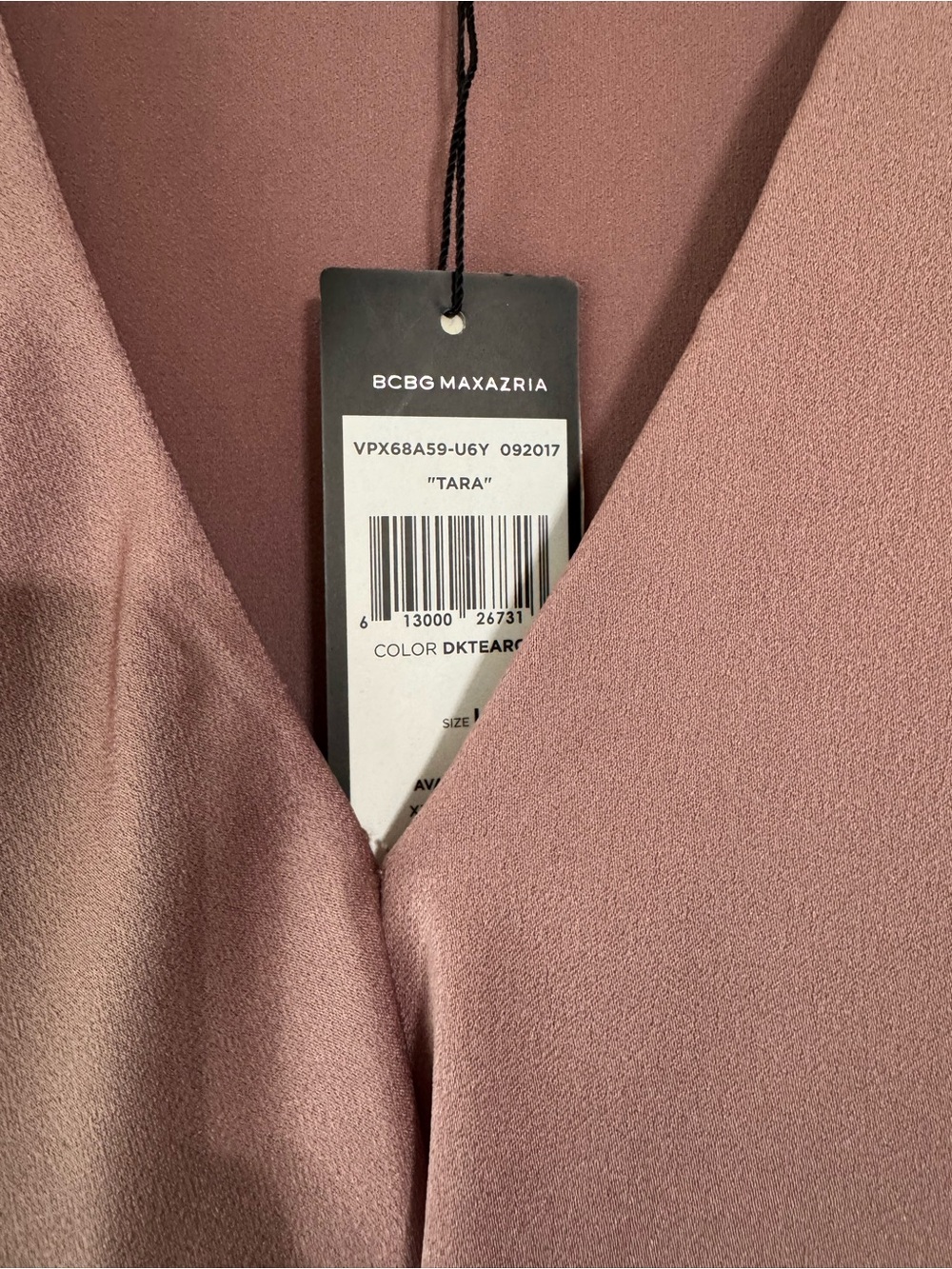 BCBGMAXAZRIA Sleeveless Draped V-Neck Dress in Mauve Pink - Picture 3 of 5